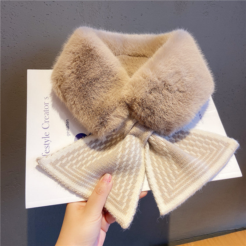 2025 New Arrival Rabbit Fur Scarf for Women – Versatile Korean-style Thickened Neck Warmer, Cozy Windproof Neck Gaiter for Autumn and Winter