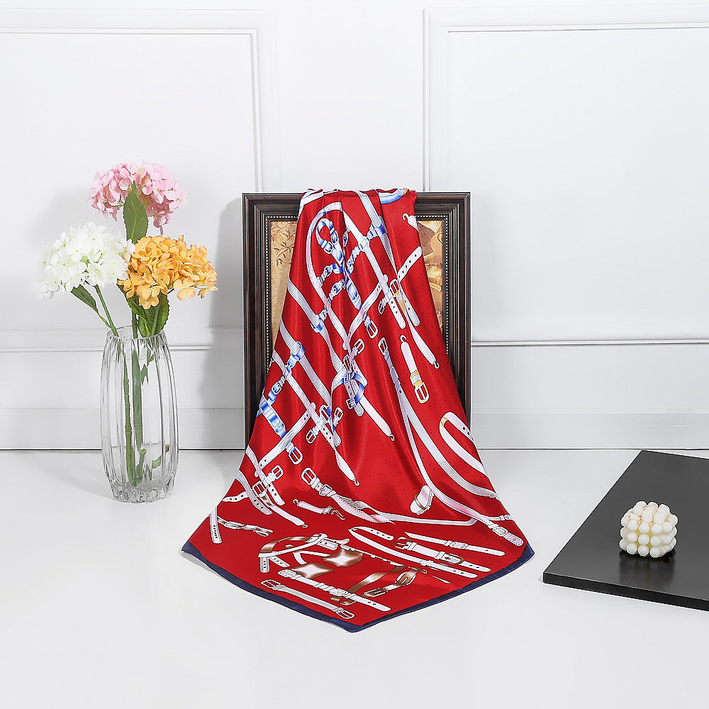 Women's Versatile Large Square Scarf, Silk Scarf, Headwrap, and Shawl