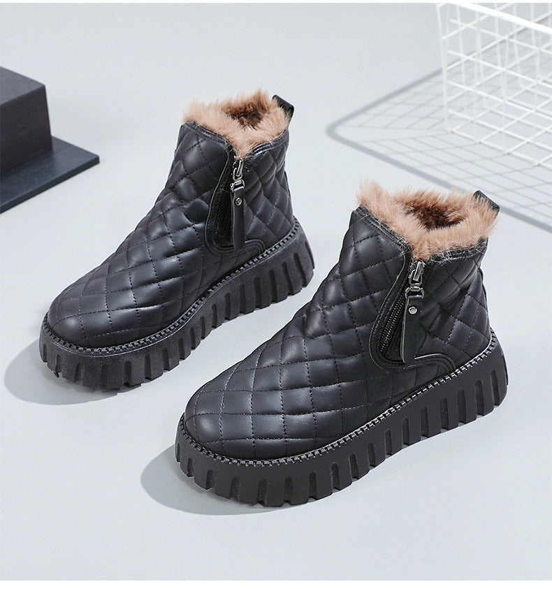 2025 New Arrival Women's Winter Snow Boots – Fleece-lined & Thickened Outdoor Short Boots, Fashionable & Versatile Warm Cotton Shoes